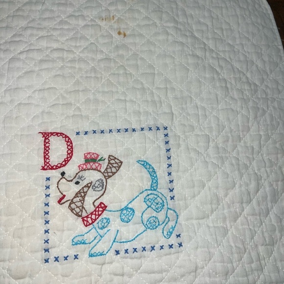 Vintage Cross-Stitch Alphabet Baby Quilt – 1970 – 38” x 56 - Picture 7 of 13